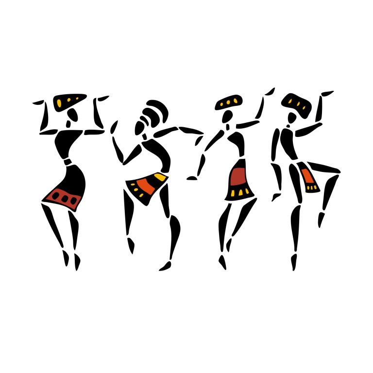 12-04-De dieperliggende biologische functies van dansant bewegen_441298825 Mooie tekening van Afrikaanse dansers.