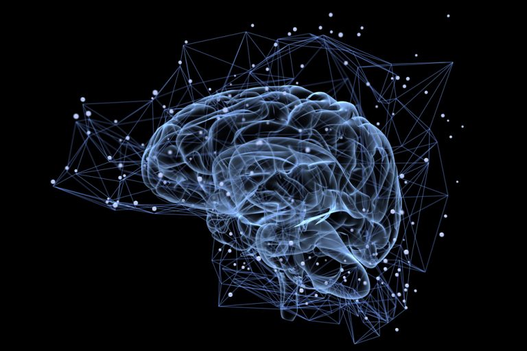 13-06-Dansen stimuleert de neuroplasticiteit van het brein_340384811 Brein tekening die de plasticiteit van het brein voorstelt.